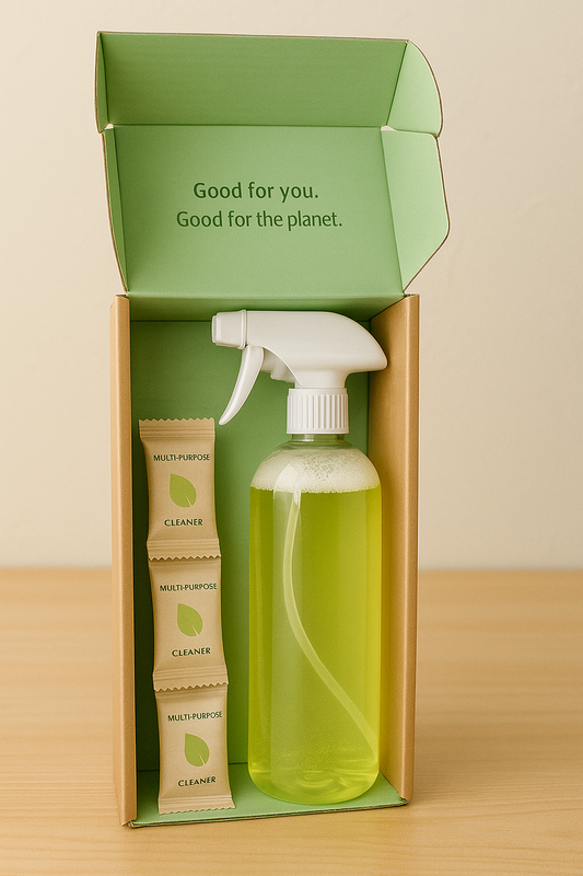 Multi-purpose cleaning tablet with bottle