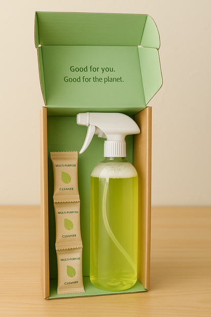 Multi-purpose cleaning tablet with bottle